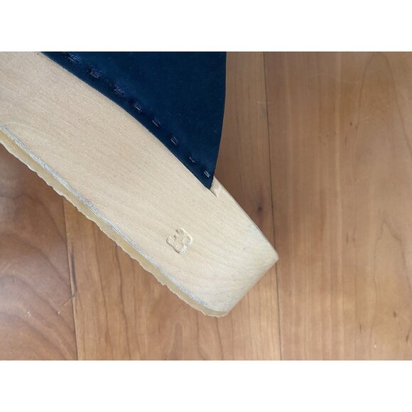 Bryr Leather Wood Norma Clogs Black Suede Leather 8 Shoes 38 Sandals - Picture 4 of 6